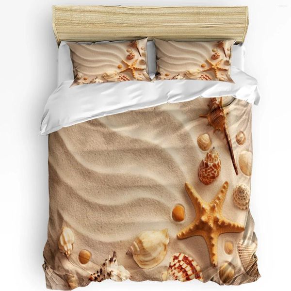 Conjuntos de ropa de cama Sea Beach Shell Starfish Set 3 unids Niños Niñas Funda nórdica Funda de almohada Niños Adulto Edredón Cama Doble Textiles para el hogar