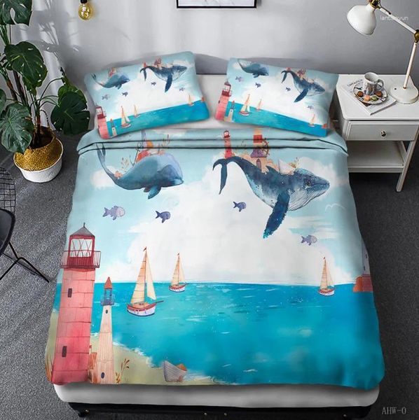 Conjuntos de ropa de cama Conjunto de mapa náutico de mapa náutico Cubierta nórdica azul marino y blanca