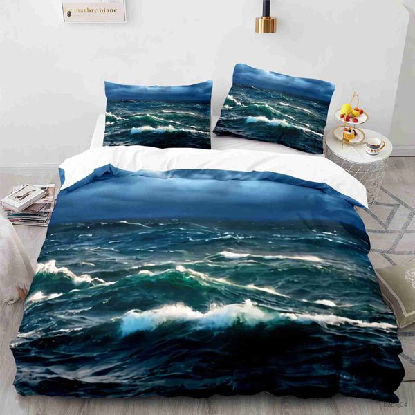 Ensembles de literie Housses de couette Sea Wave Beach Rainbow Ensemble de literie Bord de mer Housse de couette Queen/King/Full/Twin Size Housse de couette pour filles garçons