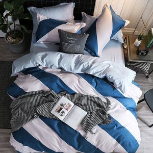 Beddengoedsets ingesteld 3 -delige sets dekbed kussensloopbladen simpel schattig patroon enkele dubbele streep rooster quilt cover 3 4pcs 230210