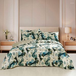 Ensembles de literie Set 4pcs Mulberry Soie Couture Housse de couette Drap plat Fermeture à glissière Taie d'oreiller Couleurs imprimées