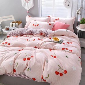 Sets de ropa de cama Juego de niños Cubierta de edredón de niños rosa linda colcha con cubiertas de funda de almohada nórdica para 150 camas niño 1 persona