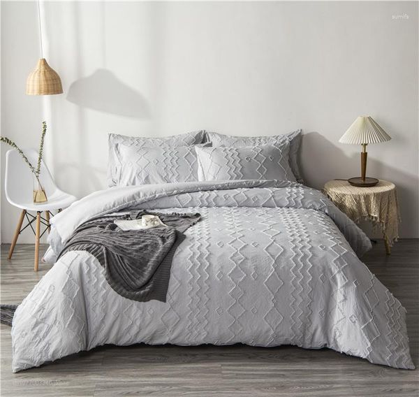 Ensembles de literie Ensemble Housse de couette avec taie d'oreiller Blanc King Size pour lit double Drap simple Euro