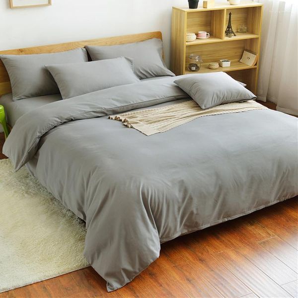 Conjuntos de ropa de cama, funda nórdica gris, sábana plana sólida, ropa de cama, 3/4 Uds., textiles nórdicos para el hogar para cama individual y doble