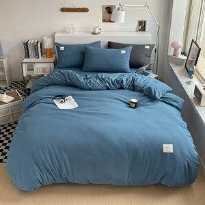 Ensembles de literie Ensemble Housse de couette en tissu de haute qualité Lit de couleur unie Simple Double King Size Quilt 230808