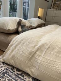 Ensembles de literie Ensemble de couvercle de courtepointe d'hiver chaud épais pour les lits Velvet Duvet Flannel plusieurs tailles linge de lit