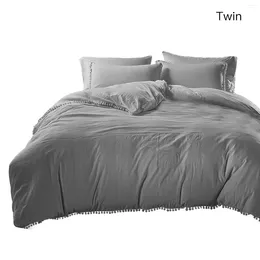 Juegos de ropa de cama Juego de bola de bola lavada Cubierta de almohada 3 PPC Color sólido cómodo y amigable para la piel Reversible 269.24 x 228.6 cm Edredón