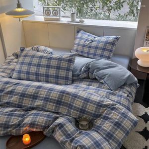 Bedding Sets Set Washed Cotton Linen Duvet Cover Flat Sheet Pillowcase Soft Comfort Home El