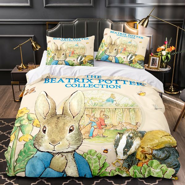 Juegos de cama Juegos Peter the Rabbit Australia Europa EE. UU. Full Queen King Size Edredón Funda nórdica Funda de almohada 2 3 piezas 230802