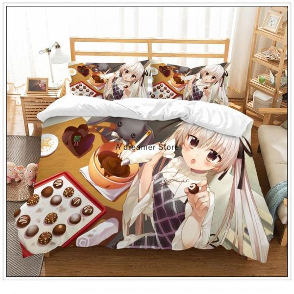 Ensembles de literie Sexy belles filles ensemble Kasugano Sora housse de couette impression 3D dessin animé Anime ligne de lit pour enfants adolescent (pas de draps)