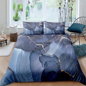 Beddengoed sets glanzende marmeren luxe polyester set 3D print geometrisch dekbedoverkap kussensloop lichtgewicht quilt 2/3 st