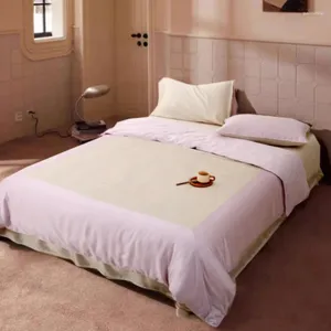 Ensembles de literie Ensemble de soie avec housse de couette Drap de lit Taie d'oreiller Drap de lit en satin de luxe Couleur unie