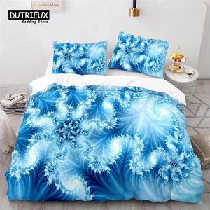 Conjuntos de ropa de cama Copo de nieve Funda nórdica Tema de invierno Patrón geométrico Conjunto Microfibra Edredón floral azul para niña Niño Decoración de Navidad