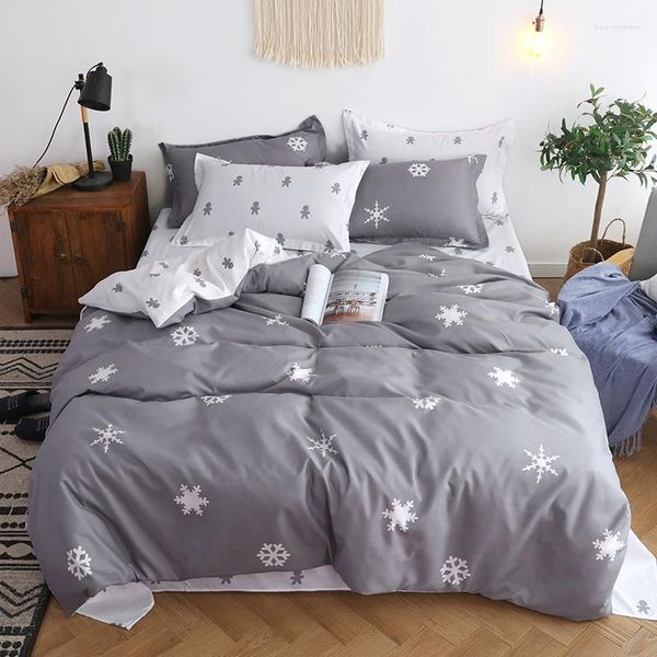 Conjuntos de ropa de cama Copo de nieve Fresa Doble Funda nórdica individual Juego de sábanas Sábanas Almohadas Ropa de cama Patrón de frutas para niña