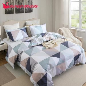 Beddengoed sets sneeuwpop driedelige afdrukset katoen graad een quilt cover kussensloop kussensloop Amerikaanse maat modern mode kit bed slapen naakt