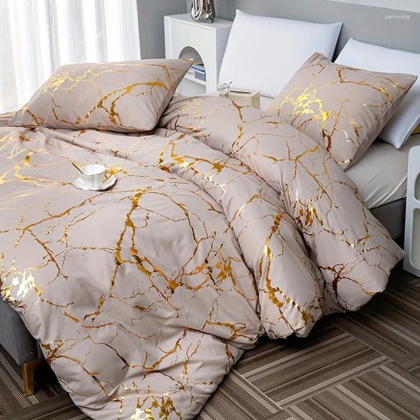 Juegos de ropa de cama Juego de funda nórdica bronceadora suave y cómoda para la habitación de invitados del dormitorio: incluye 1 y 2 fundas de almohada