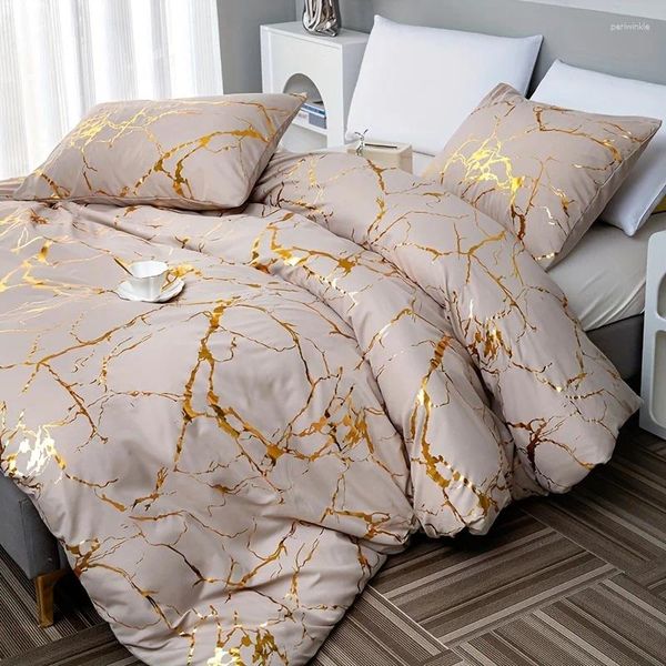 Ensembles de literie Ensemble de housse de couette bronzante douce et confortable pour chambre à coucher - Comprend 1 2 taies d'oreiller