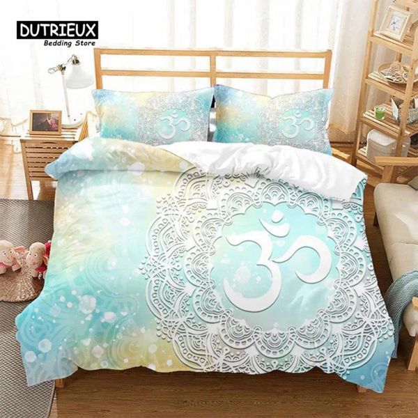 Conjuntos de ropa de cama Conjunto de mandala colorido suave Microfibra bohemia Floral Impresión 3D Funda nórdica con fundas de almohada para niños Adultos Decoración del dormitorio