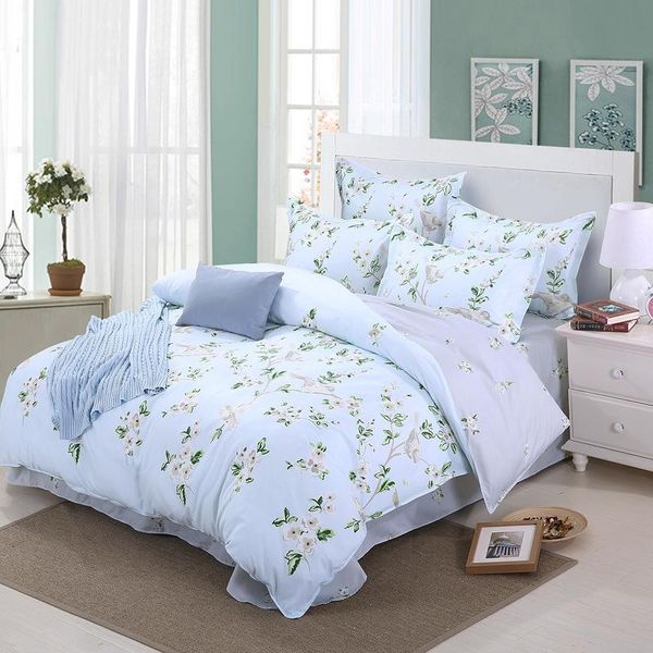 Ensembles de literie Ensemble de tissu en microfibre doux pour la peau Imprimé Jacquard Pastoral Housse de couette Taies d'oreiller 3/4 Pc Parure de lit Colorfast SheetBedding