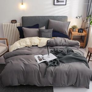 Ensembles de literie couleur unie gris ensemble à la mode simple double taille linge de lit housse de couette taie d'oreiller sans remplissage enfants adultes textile à la maison