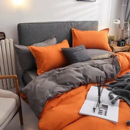 Conjuntos de ropa de cama Conjunto de color sólido Naranja Gris Tamaño doble individual Ropa de cama Funda nórdica Funda de almohada Sin rellenos Niños Adultos Textiles para el hogar