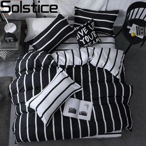 Ensembles de literie Solstice, housse de couette, taies d'oreiller, draps de lit imprimés à rayures noires et blanches, surdimensionnés, 231121