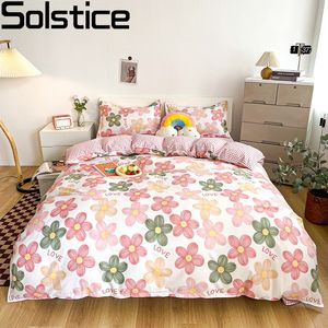 Beddengoed sets Zonneem Katoen Pastorale bloem Cartoon Stijl Fashion Bedding Bed Cover Bed Sheet Deksel Cover Covercase 4pcs Bedding Sets/Queen 230227