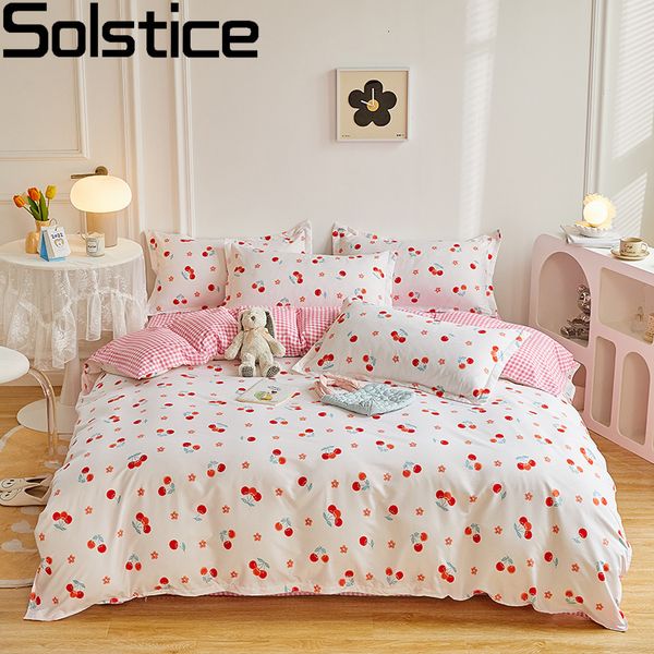 Ensembles de literie Solstice Home Textile Fille Garçon Enfants Ensemble de Literie Cerises Rouges Housse de Couette Drap Taie D'oreiller Femme Adulte Lits Drap Roi Reine Complet 230731