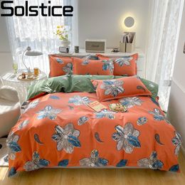 Ensembles de literie Solstice Home Textile King Queen Twin Ensemble complet Fille Kid Enfant Linge Orange Feuilles Housse de couette Taie d'oreiller 230222