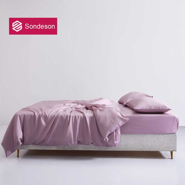 Juegos de cama Sondeson Sleep Gift 100 Juego de cama de seda Juego de funda nórdica de piel saludable Juego de sábanas planas Juego de cama Queen King Z0612