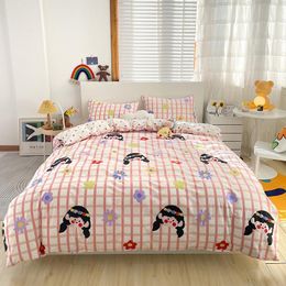 Beddengoed sets songkaum prinses stijl schattige cartoon kinderen pure katoenen set dekbedoverkap bed blad kussensloop beddenkleed