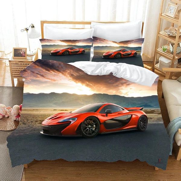 Ensembles de literie Sport Car Couchet Cover Home Lit Decorative for Teen Boys Girls Microfiber Set with Zipper No Consorse