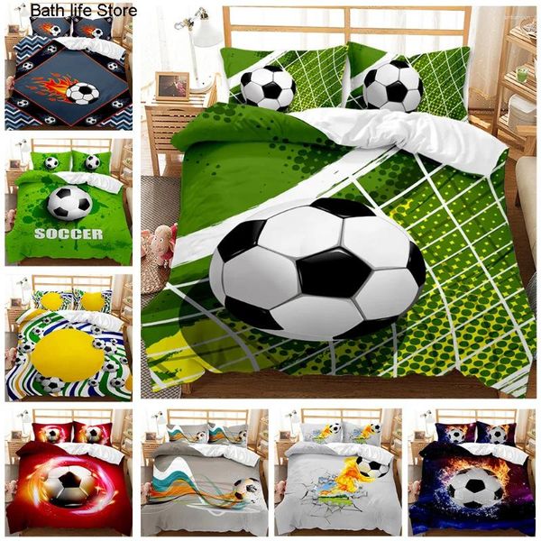 Conjuntos de ropa de cama Sports 3D Football Set and Pillow Case Decoración de productos textiles de doble tamaño Decoración de productos de productos para adolescentes Divet de fútbol