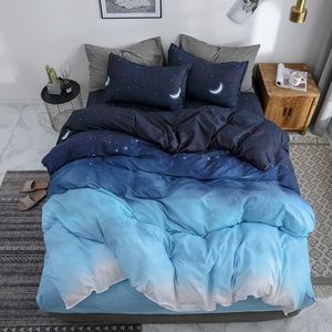 Beddengoed stelt sterrenheme nacht sky beddengoed set maan en ster blauw gradiënt kleur dekbed kingsize ledet lap kussencases dekbedovertrek 230308