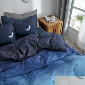 Beddengoed stelt sterrenhemel nacht sky beddengoed sets maan- en sterrenpatroon gradiënt kleur dekbed dekbedden set bed blad kussencases voor jongens mti size dhvb1