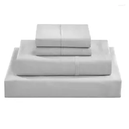 Conjuntos de ropa de cama Súper suave Microfibra Microfibra de kit de sábana de 4 piezas Conjunto de gris claro sólido