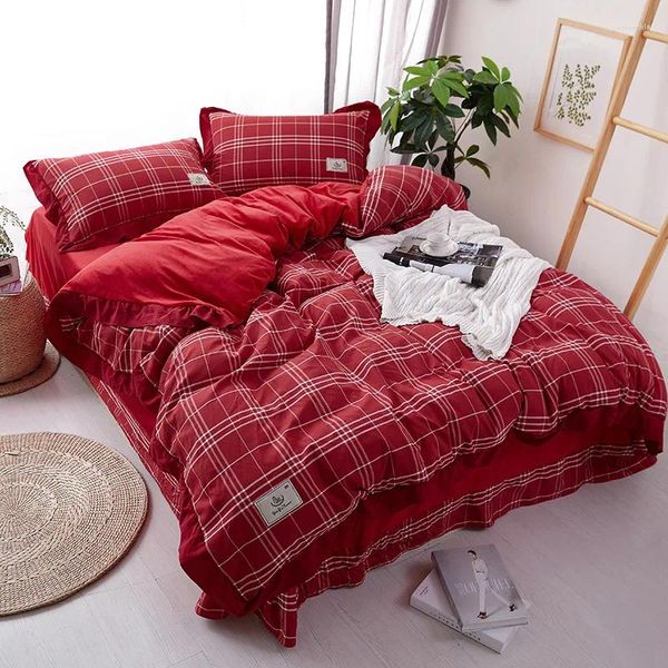 Ensembles de literie super chauds Ensemble de coton Velvet Bed Baby Coral Cashmere Drevet Cover Sceau d'oreiller