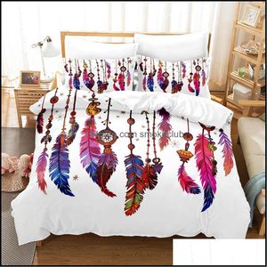 Beddengoed Sets Levert Home Textiel Tuin Dream Catcher Feather Wind Chime Set Single Twin FL Queen King Size Childrens Kid Slaapkamer Dekbedekerk