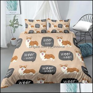 Ensembles de literie Fournitures Textiles de maison Jardin Teckel Sau Chien Couette Er Ensemble Dessin Animé Animal De Compagnie Enfants Adt Chambre Décor Couette Literie Drop Deliver