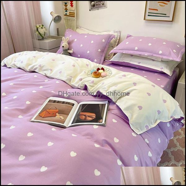 Juegos de ropa de cama Suministros Textiles para el hogar Jardín 4 Unids / set Juego de sábanas planas 5 Diseños Edredón Er Edredón con funda de almohada King Size Suave transpirable T