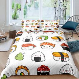 Ensembles de literie Sushi motif housse de couette ensemble roi microfibre style japonais couette thème alimentaire mignon dessin animé japonais couette