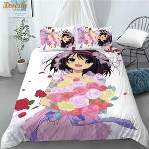 Ensembles de literie Suzumiya Haruhi No Yuuutsu Anime 1 housse de couette 2 taies d'oreiller Polyester tissu ensemble famille garçon enfant