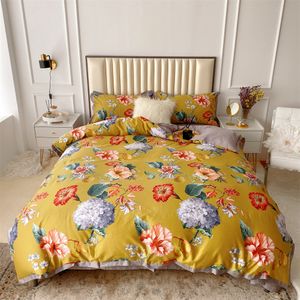 Ensembles de literie Svetanya Chinois Traditionnel Jaune Luxueux Ensemble Coton Égyptien Housse de Couette Reine King Size Linge Taies d'oreiller 221205