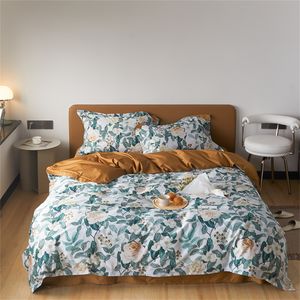 Ensembles de literie Svetanya nordique fleurs blanches feuilles pastorales literie en coton égyptien reine King Size linge de lit drap housse ensemble de housse de couette 230412