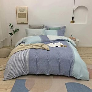 Juegos de cama Svetanya Juego de algodón lijado de sábana espesa gris estampada Cubierta de colchas de almohada de lámina