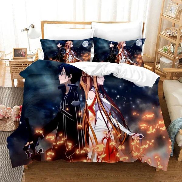 Ensemble de literie Sword Art Series Series Set Couper Couverture d'oreilleur d'oreillement Home Textiles Enfants adultes Gift Large King