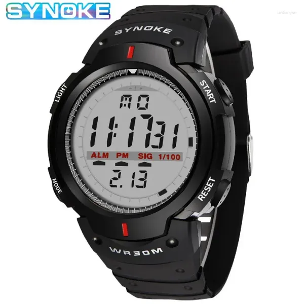 Ensembles de literie Synoke Men Sports de montre électronique pour imperméabiliser lumineux multi-fonctions extérieures milléennes grand écran wat