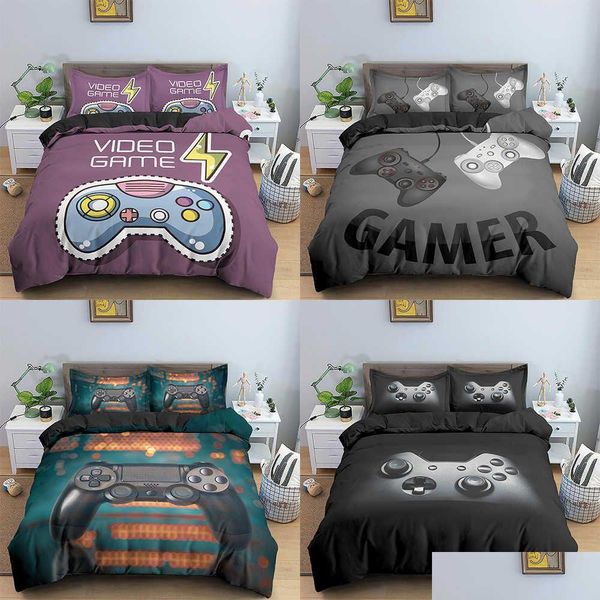 Conjuntos de ropa de cama Adolescentes Videojuegos Edredón Edredón Er Set King Tamaño Gamepad Controlador para niños Niños Niñas Juego juvenil 210615 Entrega de gotas DHKPH