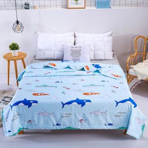 Beddengoed sets dunne quilt zomer dekbed cartoon dolfijn print aircondition soft ademende dekenbeddeksel blauw