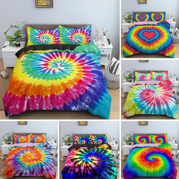 Ensembles de literie Tie Dye Twin Boho Couvrette Bohemian Hippie Bedpread 2/3 pièces Lit bleu set pour garçons Girls